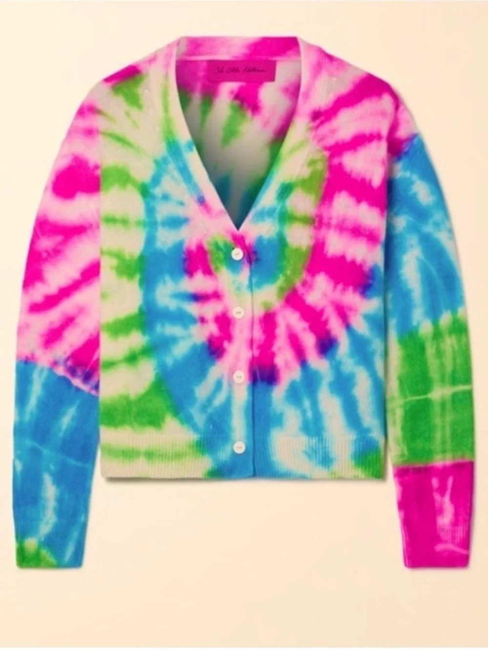 Elder Statesman Neon Tie Dye Cashmere Cardigan